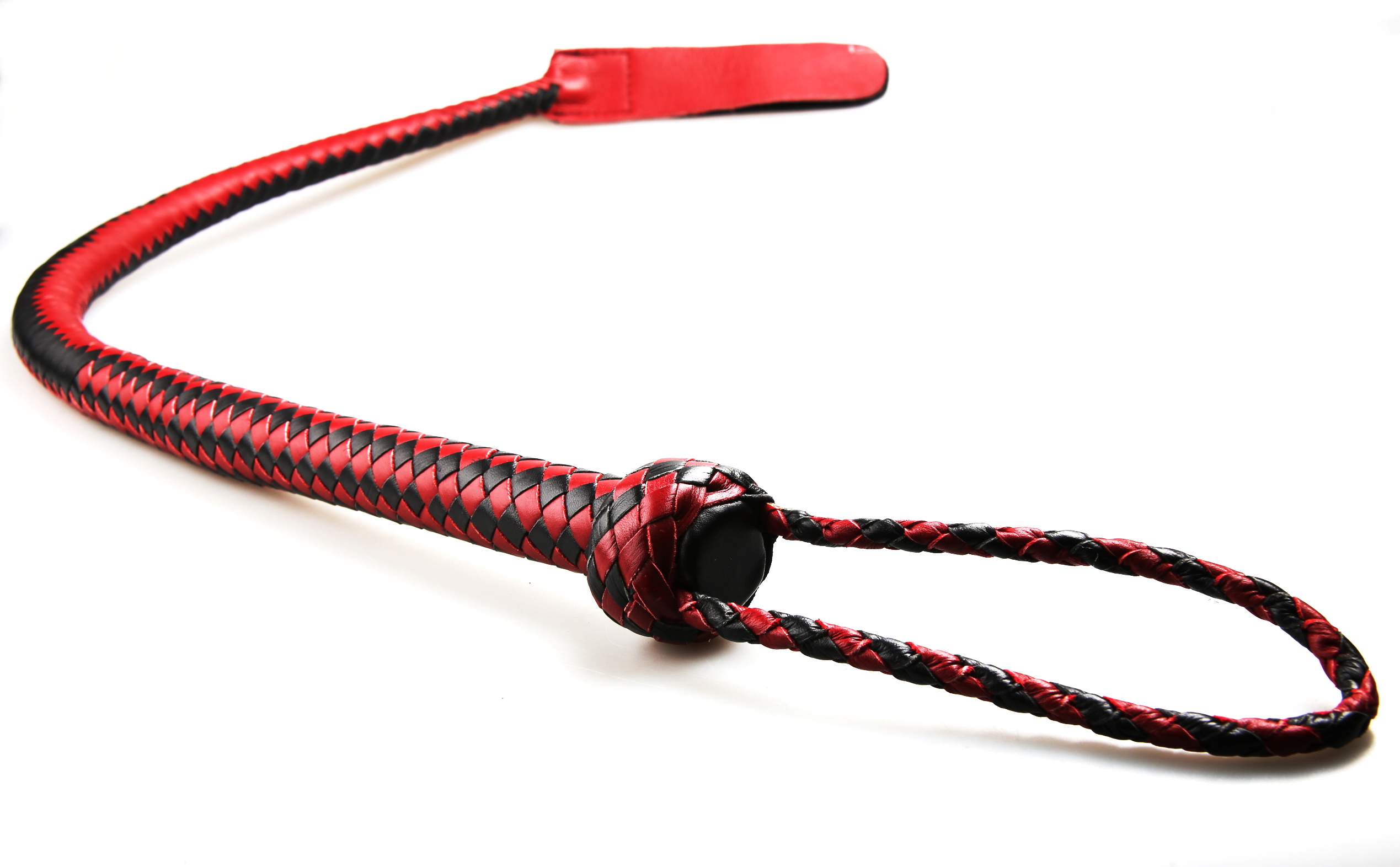 Kantschu - Single Tail Whip - mit Klatsche 90cm - rot-schwarz
