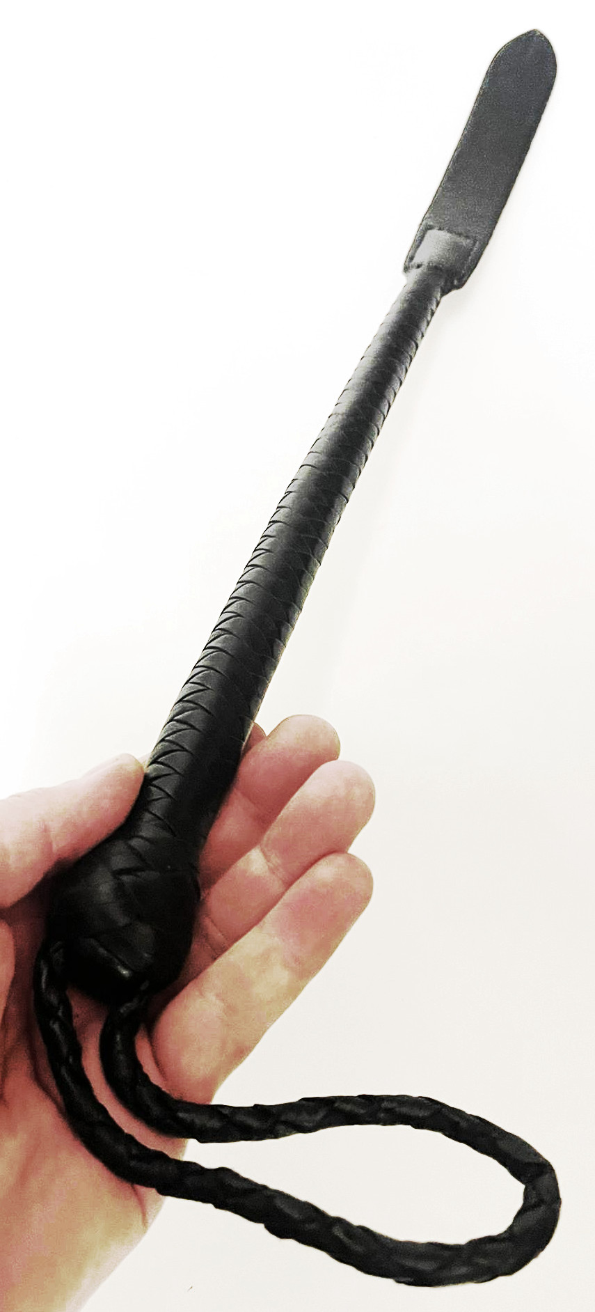 Kurzer Kantschu - Hochwertige Lederpeitsche mit Klatsche 47cm