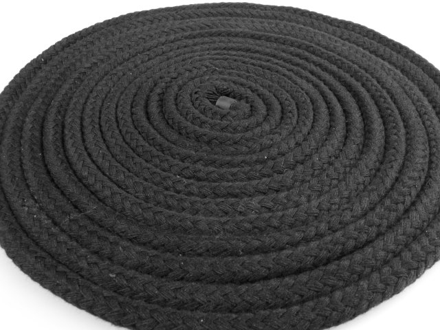 5 Meter Baumwoll-Seil 8mm schwarz mit Seele