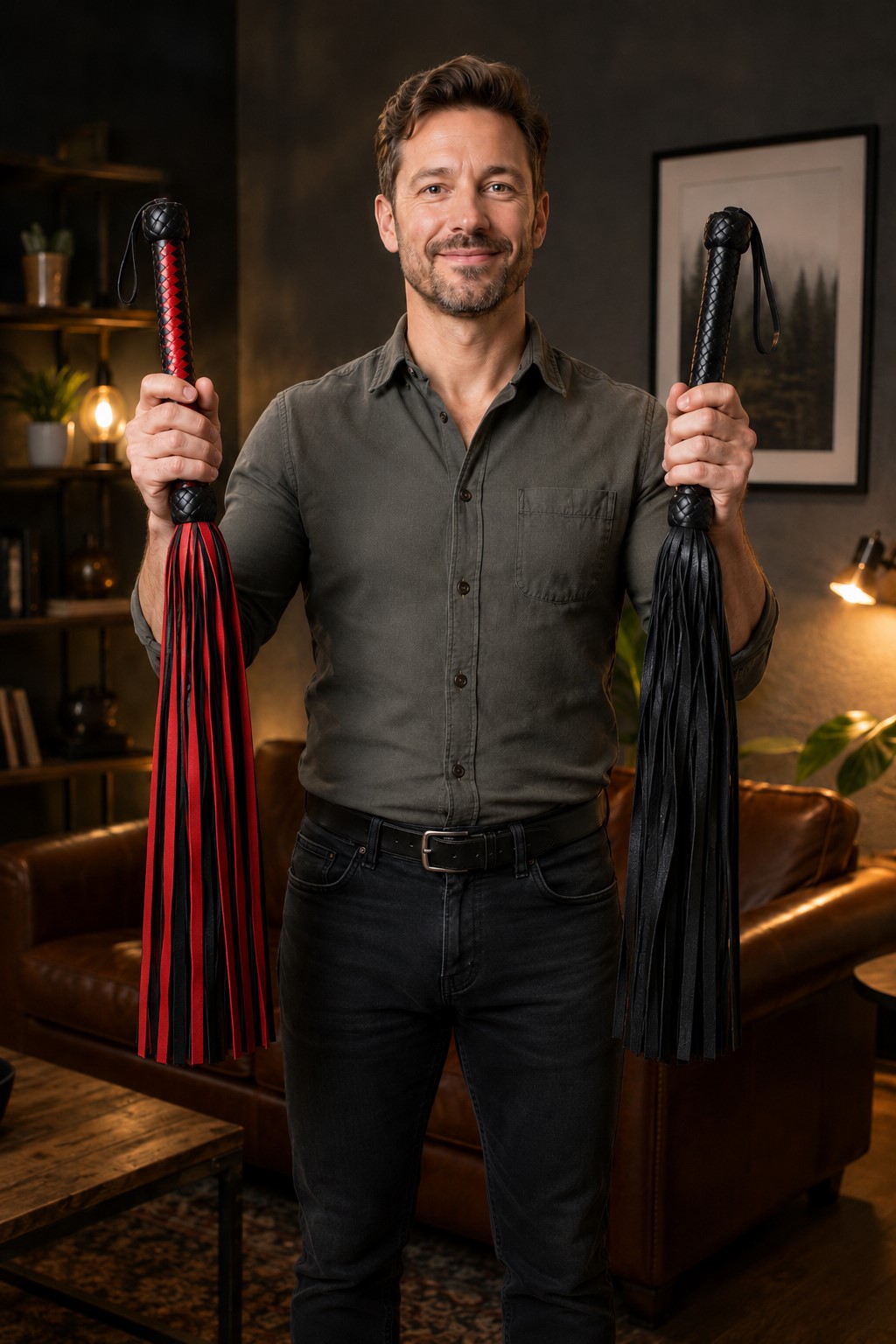 Leder-Flogger in rot-schwarz
