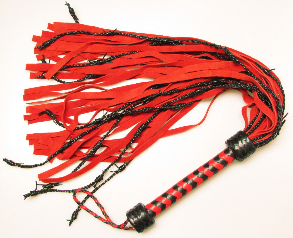Subbie's letztes Erlebnis - Stacheldrahtpeitsche aus Leder rot-schwarz